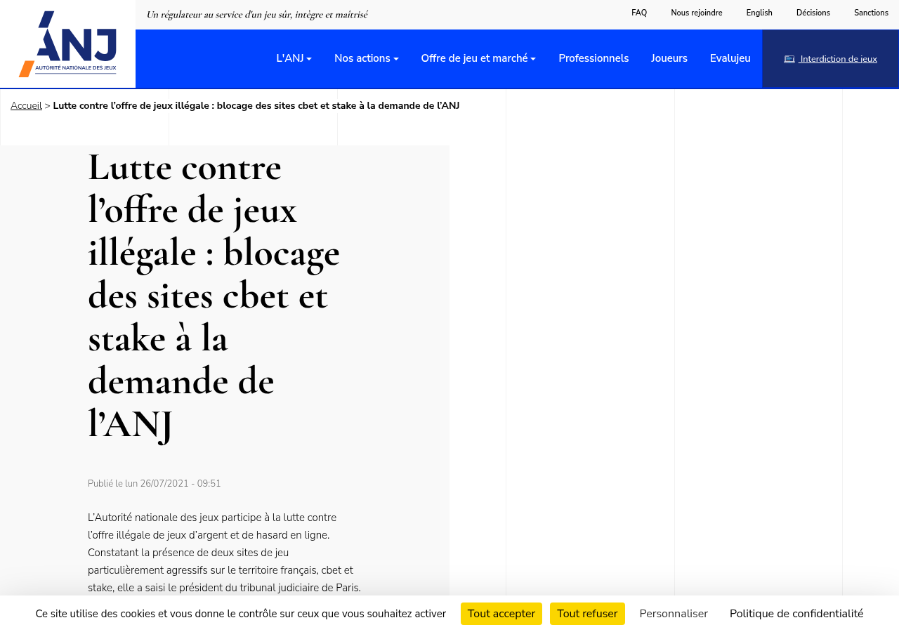 Capture de la source Autorité nationale des jeux