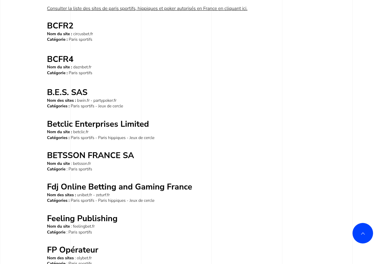 Registre ANJ consulté pour vérifier Feelingbet
